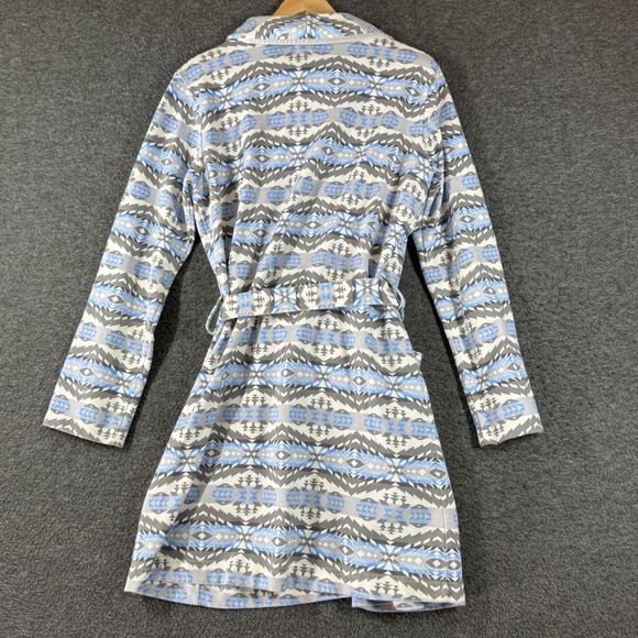 PENDLETON Harding Robe Womens Small Blue Grey White Geometric Southwestern Cozy - Picture 8 of 10